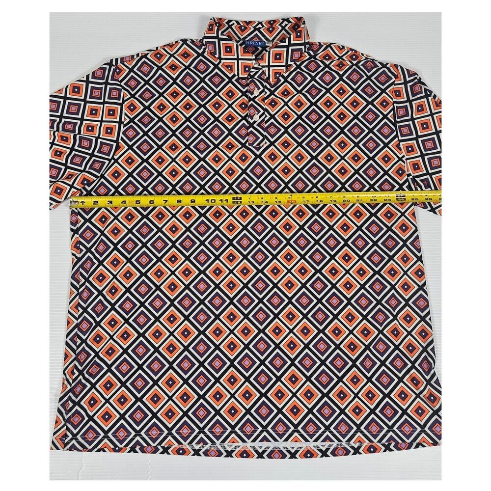 Hreski Mens XXL 2XL‎ Orange Geometric Diamond Loud Golf Performance Stretch Polo - Picture 5 of 6